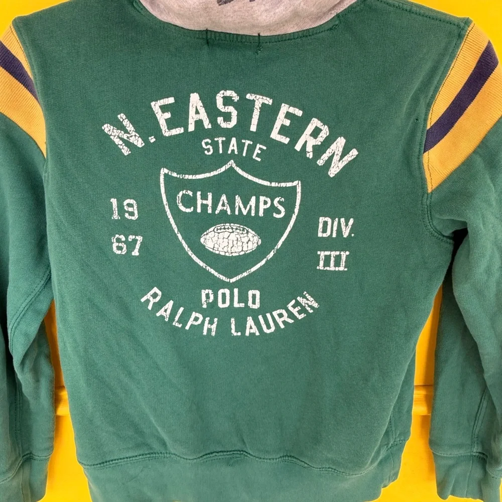 Ralph Lauren Green Hoodie with Yellow and Navy Accents